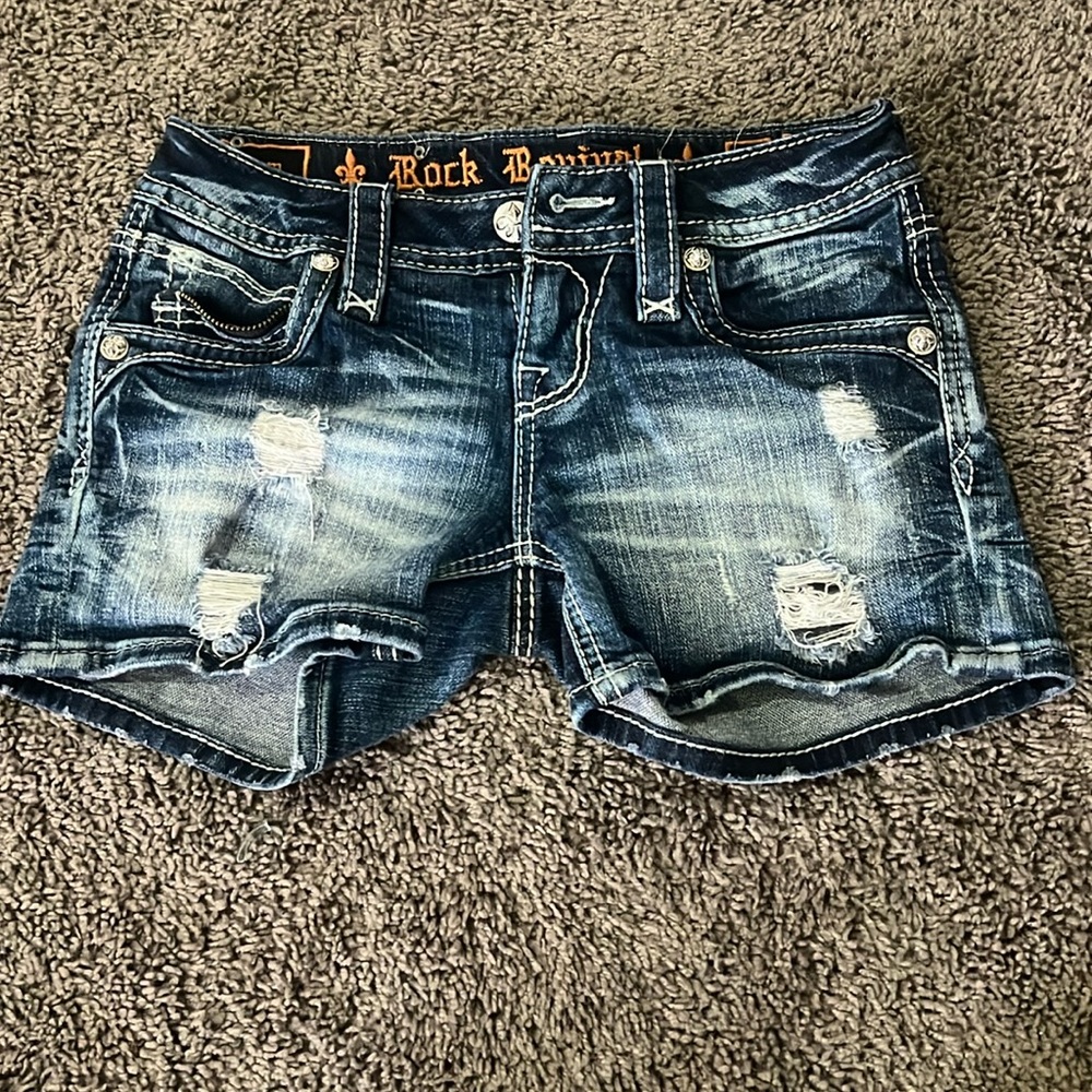 Rock revival denim shorts